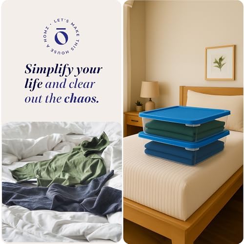 HOMZ Snaplock, Small Clear Plastic Storage Organizer Bins with Lids, 2 Pack