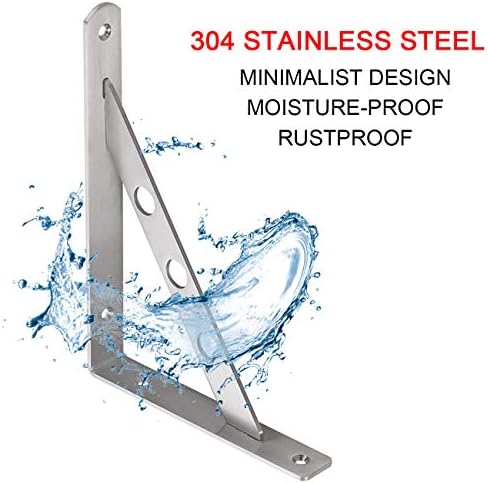 YUMORE 10 Inch Shelf Bracket, Heavy Duty L Bracket with 2 S Hook, 2 Pack