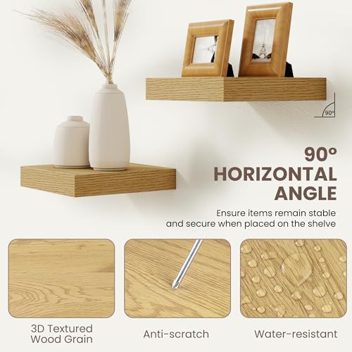 Acovy Floating Shelves for Wall 9 Inch,9.3" Deep Square Floating Shelf Set of 3,Wall Shelves Hanging Shelf with Invisibl