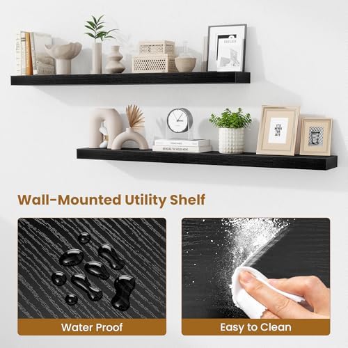 Fun Memories Floating Shelves 48 Inch, Extra Large Wood Shelf Set of 2, Hanging Wall Shelves for Bathroom, Living Room, 