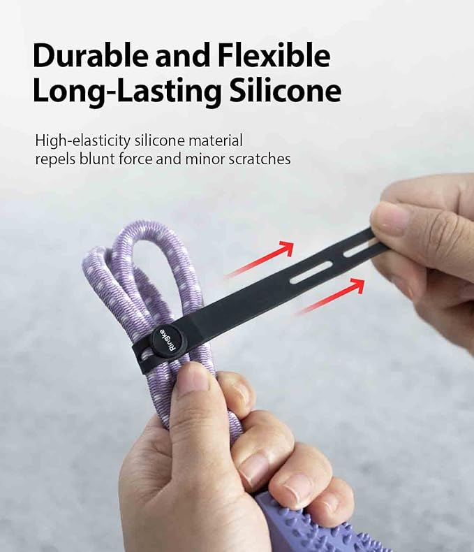 Ringke Silicone Cable Ties [Reusable Cable Management] Flexible Cord Organizer, Adjustable Length Long-lasting Durable Cable Clips - 15 Pack
