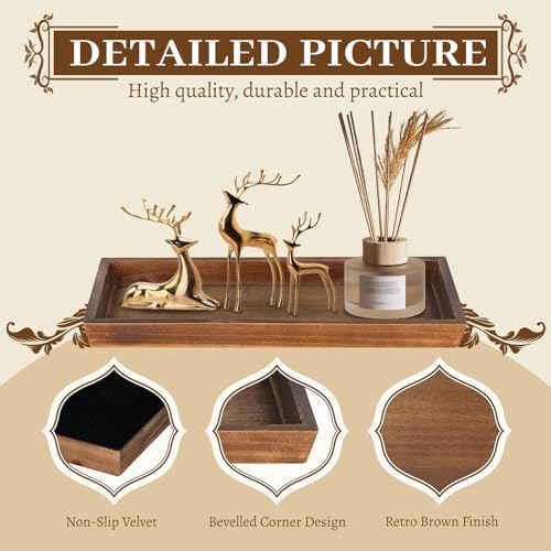 MAONAME Brown Rustic Long Narrow Tray, 12.2"x 5" Wood Bathroom Vanity Tray