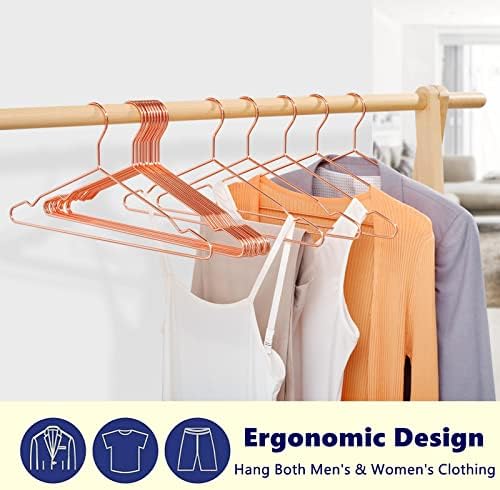 Amber Home 20 Pack Rose Gold Strong Metal Hangers, Copper Clothes Hangers