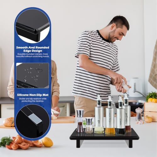 Chivalral Black Acrylic Soap Tray Large 9x5.9x1.5 Inch Countertop Organizer