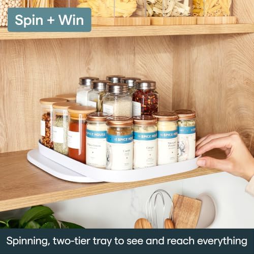 YouCopia MagicTrack Spice Turntable, 2-Tier Rectangle Lazy Susan Organizer
