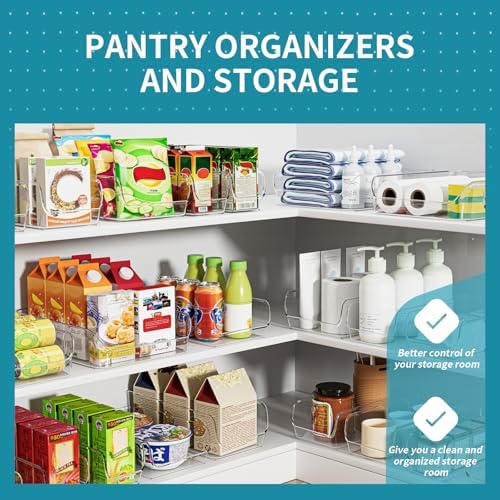 Ettori Set of 4 Clear Storage Bins for Fridge & Cabinet Organization, BPA-Free Plastic Food Organizers to Instantly Decl