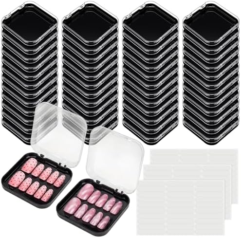AceOrbit 48 Pcs Press on Nail Box Packaging, Black Acrylic Case