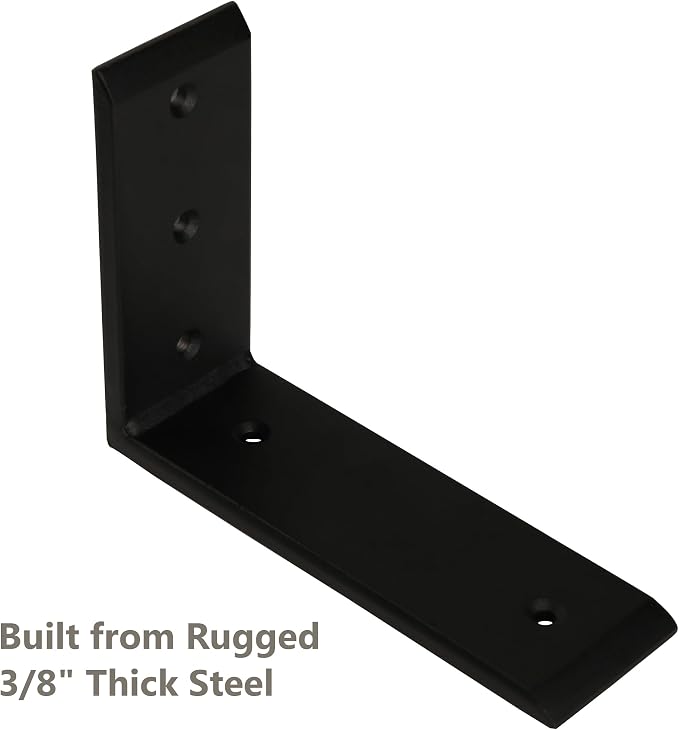 NEODROP 3-Pack 12 Inch Countertop Support Brackets, Heavy Duty L Brackets for Quartz/Wood/Laminate/Granite Countertops | 3/8" Thick Metal Steel | Frosted Black Powder Coated