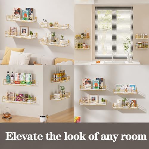 Amaoot Floating Shelves for Wall Set of 4, Wall Shelf Wood Floating Shelf