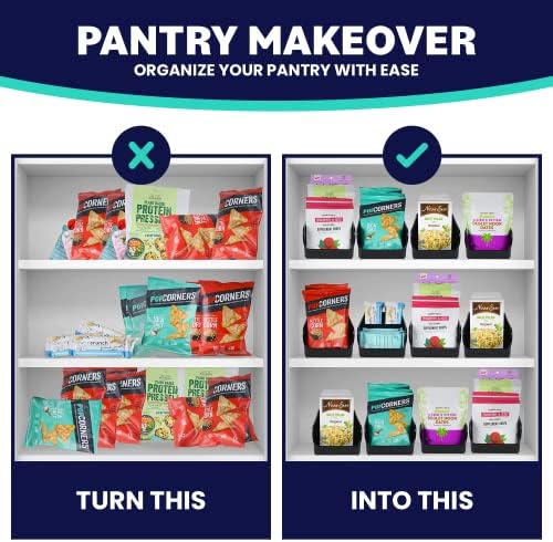 Black Storage Bins for Pantry - 3 Compartment Kitchen Cabinet and Cupboard Storage Organizers, Multipurpose Storage Bins