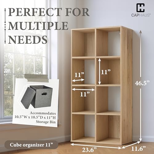 Fencer Wire 11-Inch Cube Storage Organizer Shelf w/Back, with Exterior Edge, Room Storage Shelves Divider, Bookcase, 8-C