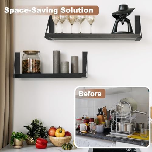 Shelf Bracket 6 Inch,Sturdy Metal Shelf Brackets,Black,Heavy Duty 4Pcs