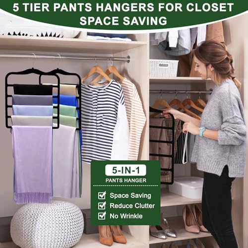 Closet Organizers and Storage, 3 Pack Velvet Pants-Hangers-Space-Saving