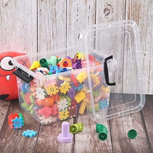 Esdiplot 10.5 L 4 Pack Clear Plastic Storage Box with Lid