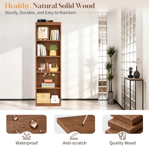 5 Tier Bookshelf,Open Storage Book Shelf,68 Inch Bookcase