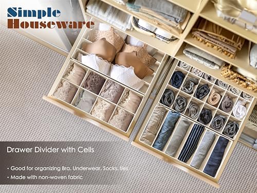 Simple Houseware 4-Pack Drawer Organizer Set for Underwear/Socks/Bra, Beige