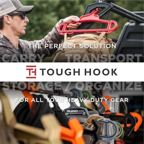 Rhino Tough Hook Heavy Duty Clothes Hangers, USA-Made, Body Armor, 4 Gray