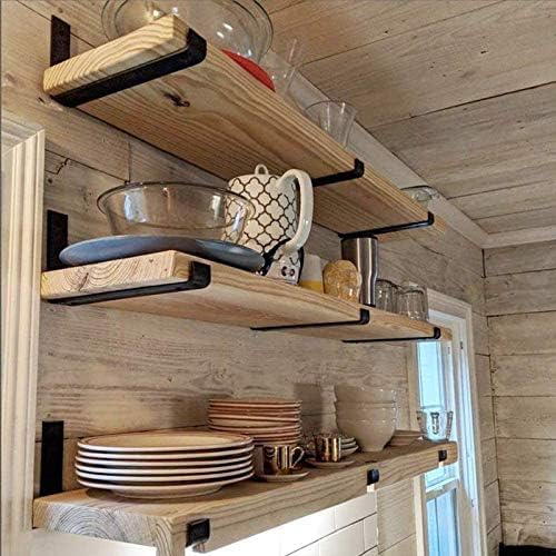 WEKIS Shelf Bracket, Heavy Duty Floating Shelf Brackets 10-Inch Long, 16-Pack Brackets for Shelves, Black Coated J Shape