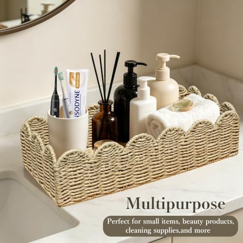 Upgraded Scalloped Toilet Paper Storage Basket for Home Decor