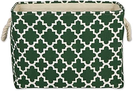 DII Polyester Container with Handles, Lattice Storage Bin, Medium, Hunter Green