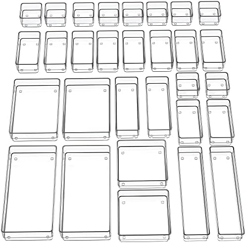 SMARTAKE 30-Piece Drawer Organizer with Non-Slip Silicone Pads, 7-Size