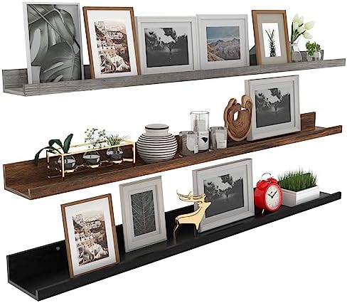 Giftgarden 47 Inch Multi Colors Floating Shelves for Wall Mount, Assorted Colors Wood Wall Shelf Ledge for Bathroom Bedr