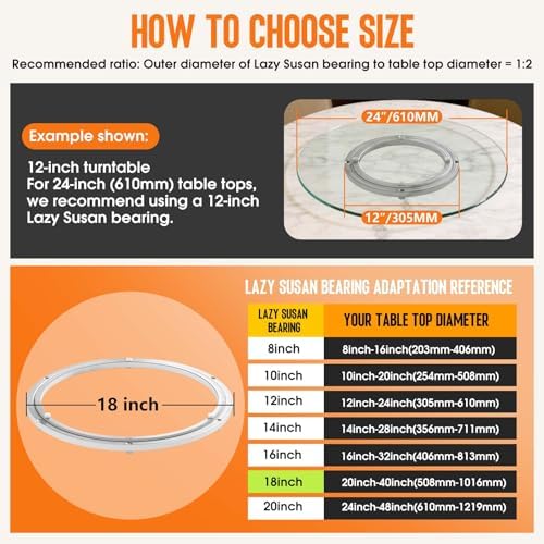 Lazy Susan Hardware 18 Inch, 500lbs Heavy Duty Bearing