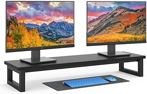 YAOHUOO Dual Monitor Stand Riser, 39Inch Large Monitor Stands for 2 Monitors, Computer Monitor Stand, Wooden Desktop Ora