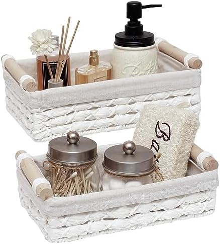 Storage Basket Wicker Baskets for Organizing with Handle Decorative Storage Bins for Countertop Toilet Paper Storage Bas