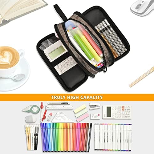 Fisyme Vintage Brown American Flag Pencil Case Large Capacity Pen Box Makeup Pouch Holder Organizer Stationery Bag for School Office College Traval Adults