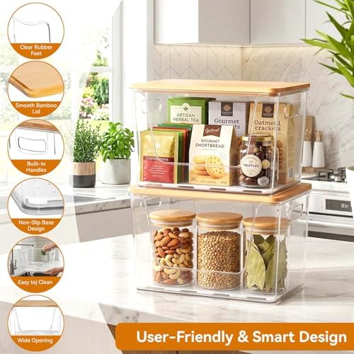 2-Pack Trash Bag Holder Dispenser with Bamboo Lid
