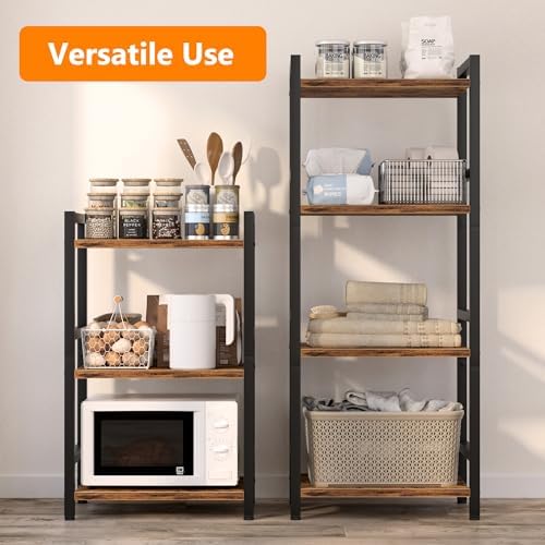 Book Shelf, 3 Tier Bookcase with Steel Frame, Stable Bookshelf Narrow Book Shelves Storage Organizer for Book CD Movie, 