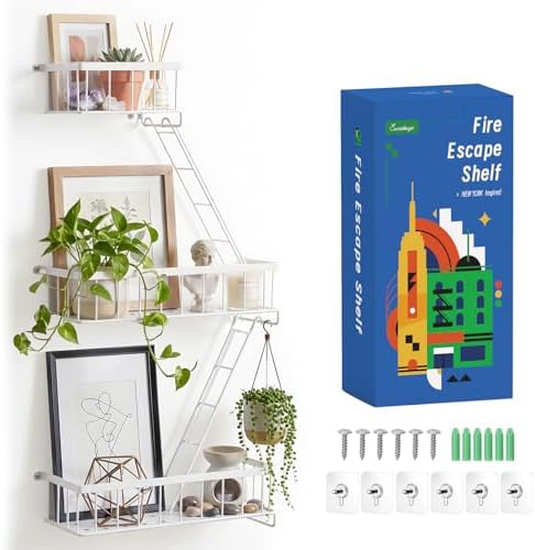 SweetSage Fire Escape Wall Shelf White - Modern New York City Wall Decorative Display Ladder Floating Shelves for Bedroo