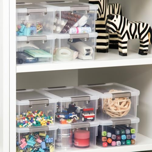 8Packs 3.2Qt Small Clear Storage Bins with Lids, Plastic