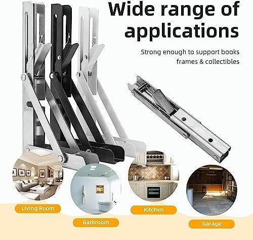4Pcs 18" Folding Shelf Brackets, Shelf Brackets Max. Load 550 lb Collapsible Heavy Duty Stainless Steel DIY Wall Mounted