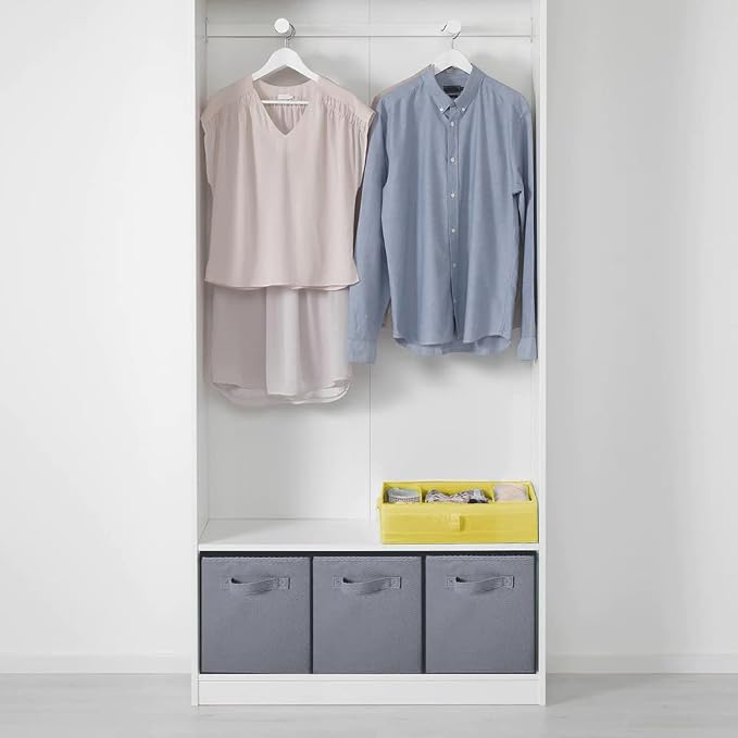 PowerKing Collapsible Storage Cubes with Handles, Fabric Foldable Bins for Closet Shelves, Durable Organization Storage Bins, 10.5'' x 11'' x 10.5'', 6 Pack, Light Grey