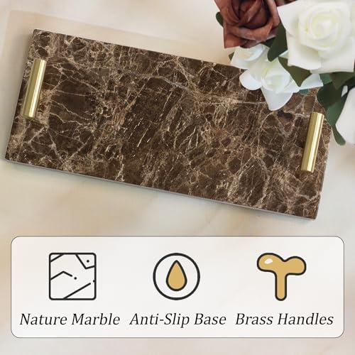 LIN CHUAN Marble Guest Towel Holder Tray,Napkin Holder,Brown