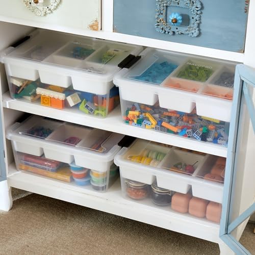 MACOPRO 17QT Clear Plastic Box Craft Storage Bin with Removable Tray & Lid
