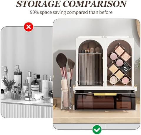 INVSSENE Stackable Makeup Organizer Countertop, Storage Perfume Skincare Cosmetic Lipstick Face Mask Makeup Brush Palett