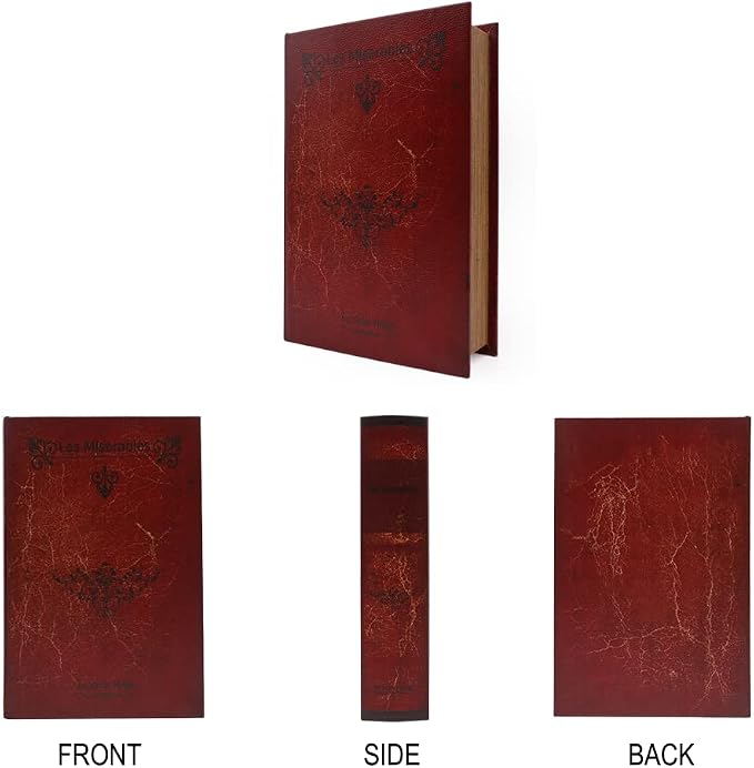 PACOLO Decorative Book Boxes, Faux Wood cover Storage for Hidden Jewelry, Money, and Cash