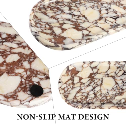 Koville Natural Decorative Marble Bathroom Tray, 12"x6" Calacatta Viola Marble Catchall Tray for Bathroom, Stone Perfume