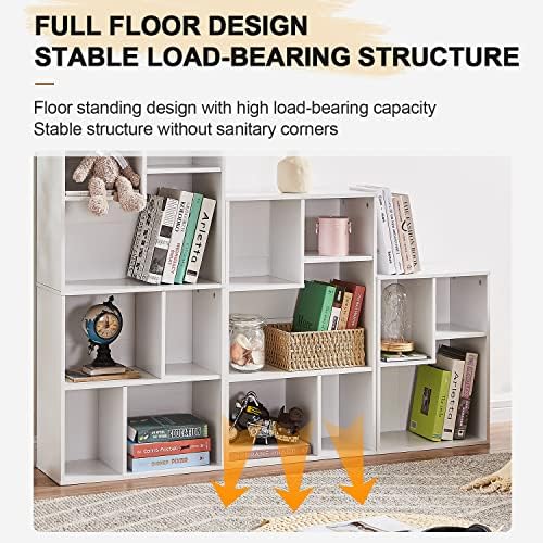 VECELO Cubby Storage Organizer Bookcase, Open Cube Display Shelf Cabinet, Freestanding Multicompartment Bookshelf for De