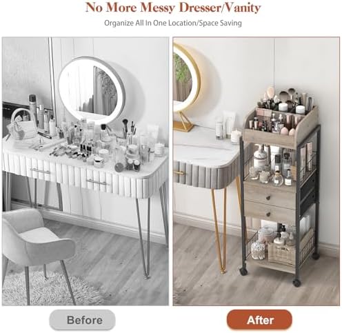 Makeup Organizer, Floor Skincare Organizers Make Up Organizers and Storage with Drawers, Vanity Organizer Cosmetics Disp