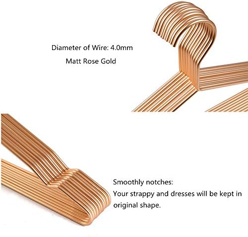 17" 4.0mm Metal Clothes Hangers,20pcs Matte Rose Gold Hanger