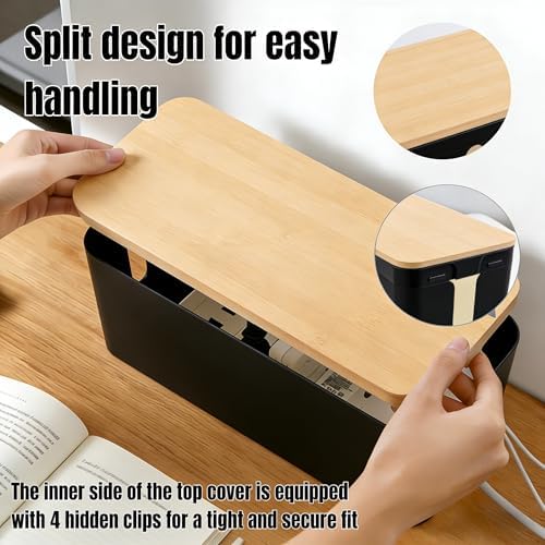 1 Large + 1 Small Cable Management Box Set – 2-Piece Cord Organizer Box, Home Office Desk Wire Storage & Cable Managemen