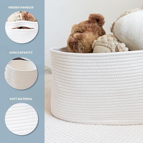 OrganiHaus Cotton Rope Baskets for Shelves, Set of 3, 15x9x10