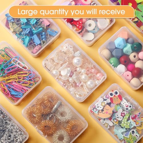 SATINIOR 300 Packs Clear Small Plastic Containers 3.27 x 2.13 x 1.02 Inches Transparent Storage Box with Hinged Lid in B