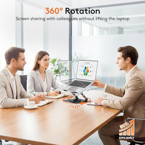 TECKNET Laptop Stand for Desk, 360° Rotating Laptop Stand for 10-17" Laptop