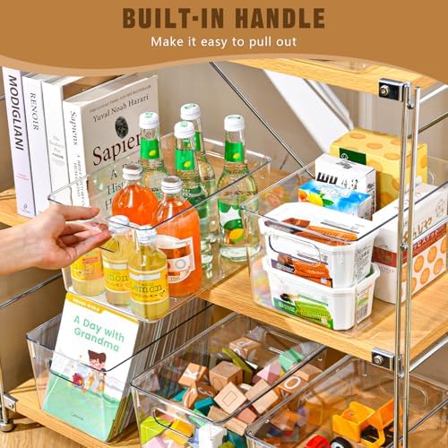 Freebat 12 Pack Clear Storage Bins with Lids, 7 Quart Pantry Organizer Bins