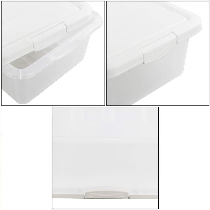 Wekioger Versatile Storage Organizer Plastic Bins with Lids, White 2 Packs, 14 Quart.